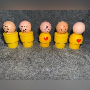 Vintage 1974 Fisher Price Little People Yellow Big Chunky Jumbo Figure Lot of 5